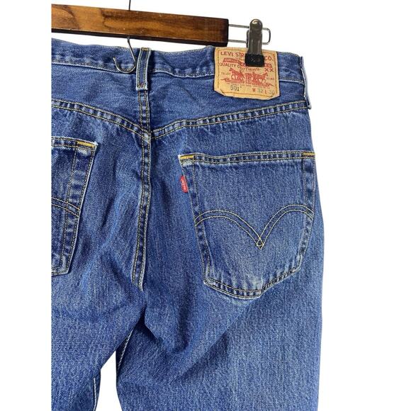 Vintage Levis 501 Jeans 32x30 Fly Button Y2K 2000s Mens Straight Leg Med Wash - Picture 8 of 14